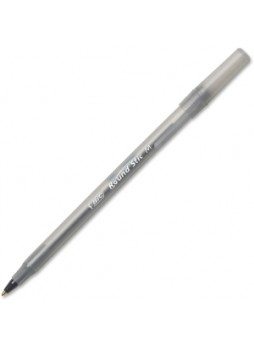 BIC GSM11-BK Round Stic Ballpoint Pen,  0.7mm, Medium point, Black ink, Dozen